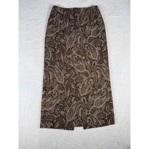 Pursuits Ltd Paisley Midi Skirt Women Size 4 Brown Excellent Wool Blend Tapestry